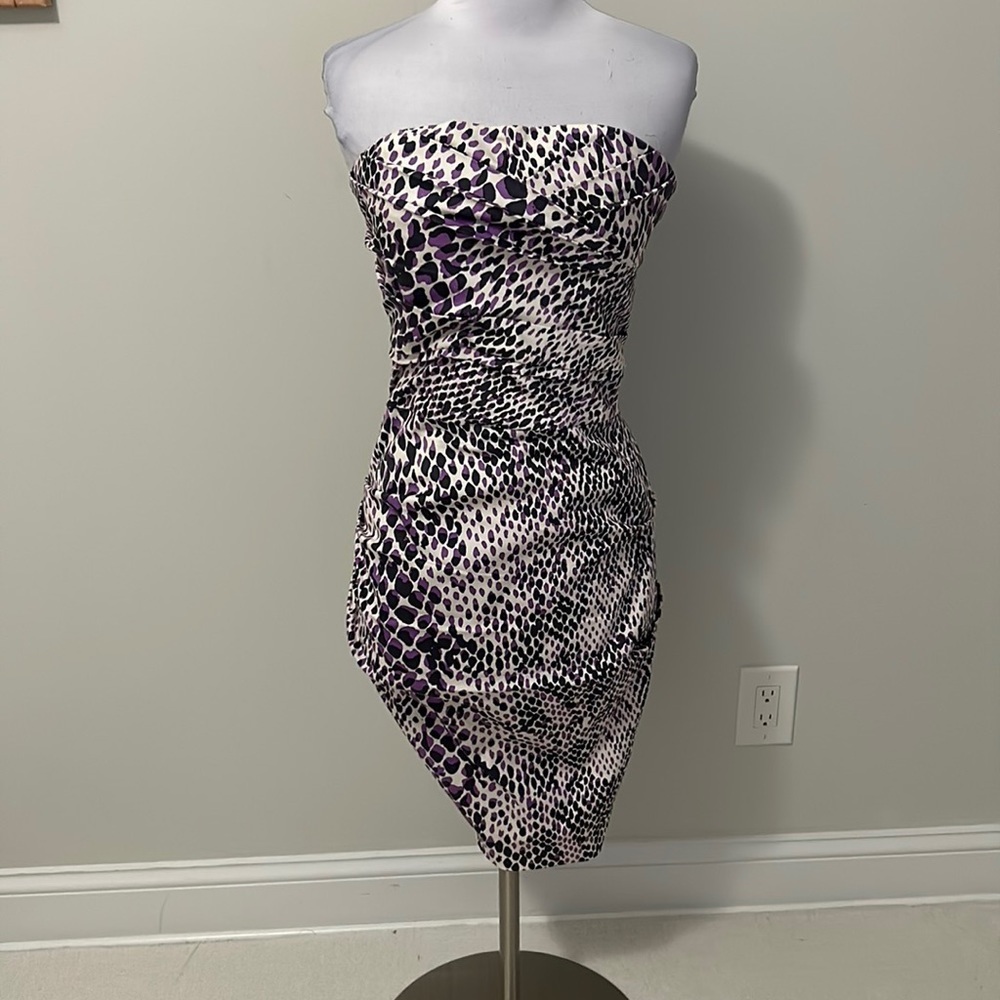 Samantha Sung Annette Dress Violet Python Strapless Dress